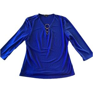 International Concepts Women’s Top Large Royal Blue Stretch Excellent Condition